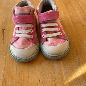 See Kai Run Pink and White Sneakers with Velcro Strap